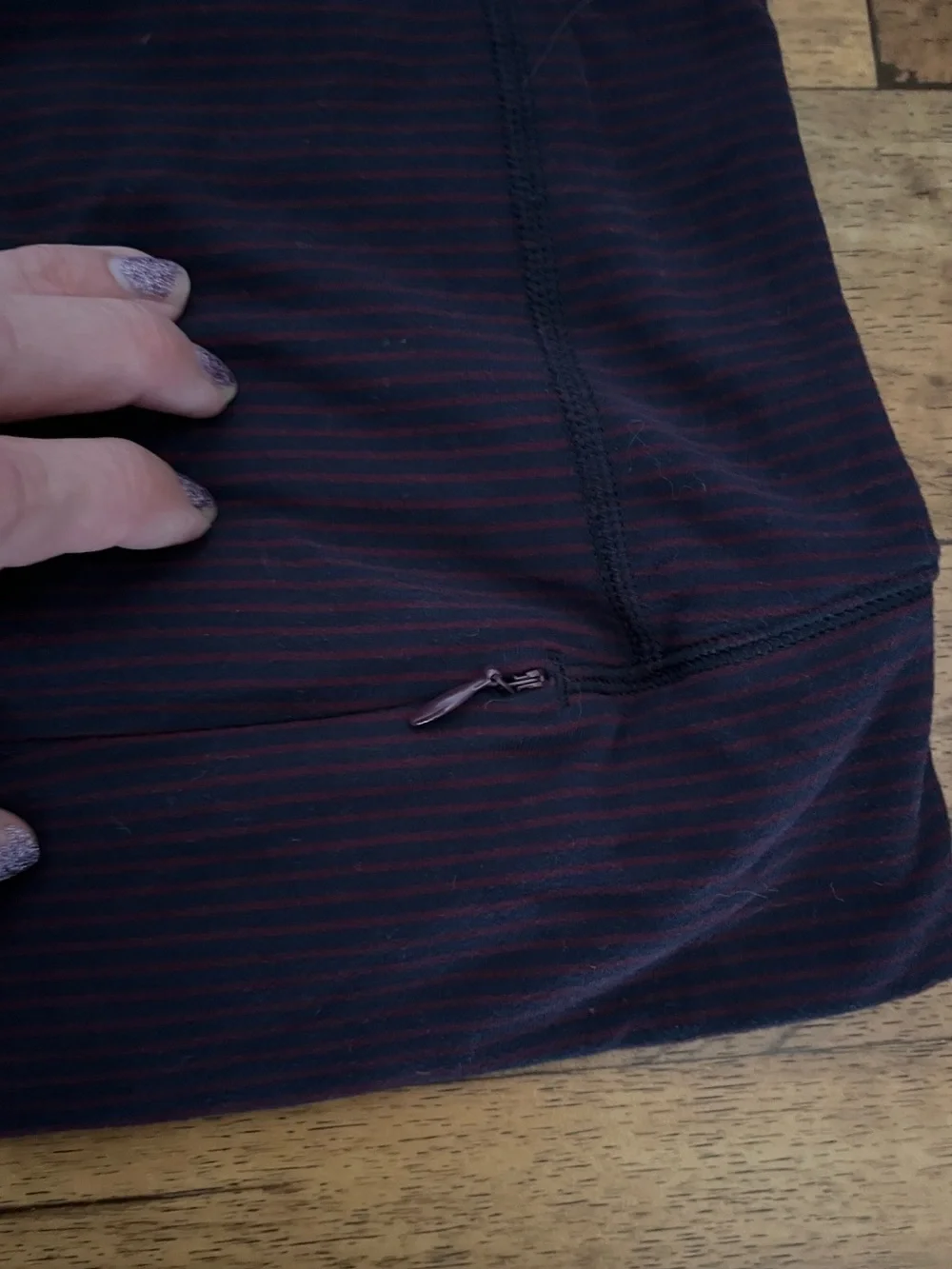 Lululemon Dark Plum Striped Long Sleeve Athletic Top Size 6